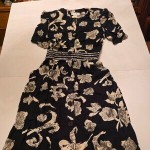 Women's Blue Floral Cotton Dress size 10 Casual Corner 1990s New with tags